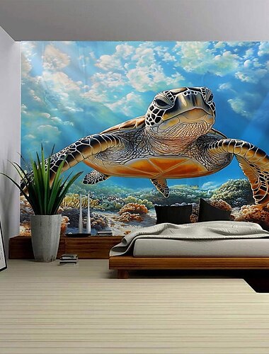 Meereslebewesen Karte Schildkröte Muster hängende Tapisserie Wandbild Kunst große Tapisserie Wandbild Dekoration Fotos Hintergrund Teppich Vorhänge Home Schlafzimmer Wohnzimmer Dekoration