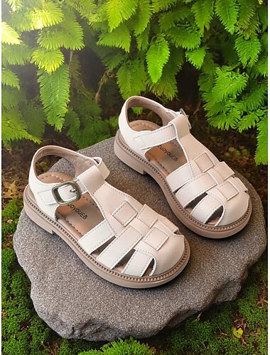  Geschlossene Fischersandalen für Mädchen mit Klettverschluss – Lederschuhe im Schulanfangsstil für den Campusalltag und die Pausen im Frühling und Sommer