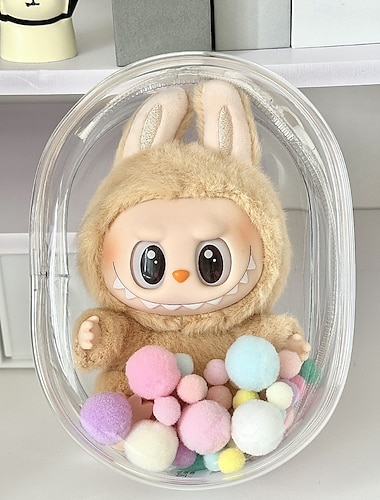  Skyddande Väska FörLabubu för 17CM Docka GråtandeBaby Serien Transparent PVC Fodral för 17 CM Docka Visningsbox FörLabubu Gråta Igen Plysch Lätt Installation Skydda Din Docka