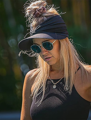  Visera deportiva de tenis Sonnenblende Mujer Color sólido Clásico Moda Ajustable Transpirable Dispersor de humedad para Tenis Béisbal Corriendo Verano Blanco Rosa Borgoña