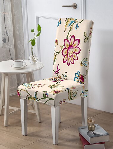  Housse de chaise de salle à manger, housse de tabouret, housse de chaise en polyester à imprimé géométrique