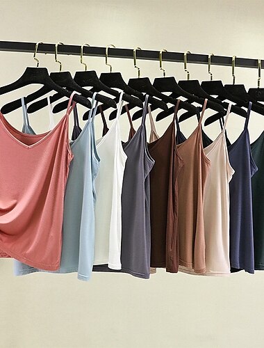  Damen Camisole-Tanktop Einfarbig Täglich Ärmellos Rundhalsausschnitt Normale Oberteile Täglich Rückenfrei Hellblau Eisengrau Denim Blue Matcha grün Schwarz Sommer