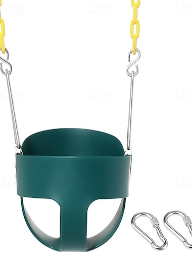  Siège baquet complet à dossier haut pour enfants de 1 à 3 ans pouvant supporter 330 livres avec une balançoire à chaîne pour bébé d'extérieur conçue pour la sécurité