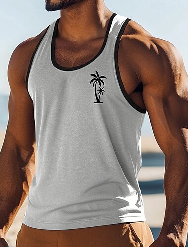  Herren Tank Top Weste Unterhemd Ärmelloses Shirt Ärmellos U-Ausschnitt Rundhalsausschnitt Sommer Einfarbig Einfach Mode Klassisch Bequem Farbblock Straße Lässig Sport Schwarz Weiß Rote Top T-Shirt