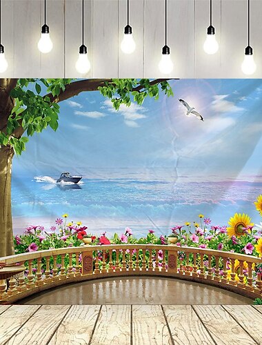  See Boot Pflanze Landschaft hängende Tapisserie Wandbild Kunst große Tapisserie Wandbild Dekoration Fotos Hintergrund Decke Vorhänge Home Schlafzimmer Wohnzimmer Dekoration