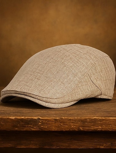  Herr Platt mössa Basker Ascot hatt Newsboy hatt Brun Beige Linné Mode Ledigt Gata Dagligen Slät Justerbara Solskyddskräm Andningsfunktion