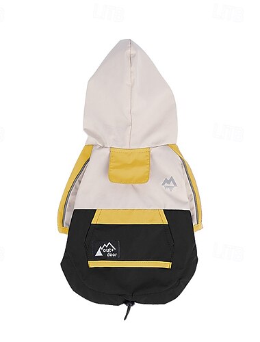  Hunderegenmantel, wasserdichter Regenponcho mit Kapuze, hochreflektierender Haustier-Regenmantel mit Leinenloch für kleine und mittelgroße Hunde