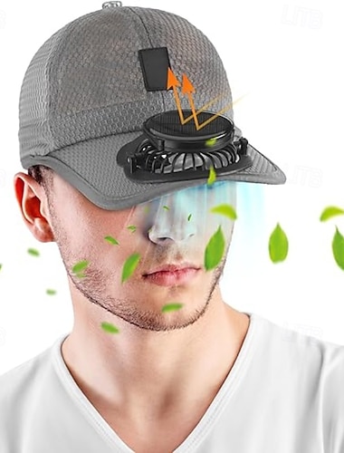  Gorra de béisbol con ventilador solar, gorra de golf con ventilador solar, gorra de malla transpirable con ventilador y carga USB, unisex para viajes de verano.