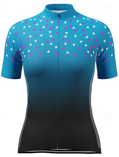 Mujer Maillot de Ciclismo Manga Corta Bicicleta Camiseta Maillot con 3 bolsillos traseros MTB Bicicleta Montaña Ciclismo Carretera triatlón Transpirable Secado rápido Dispersor de humedad Bandas