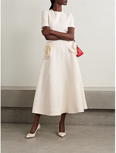  A-Linie Quinceanera-Kleider Elegant Kleid Formell Hochzeit Knöchellänge Kurzarm Rundhalsausschnitt Satin mit Applikationen 2025
