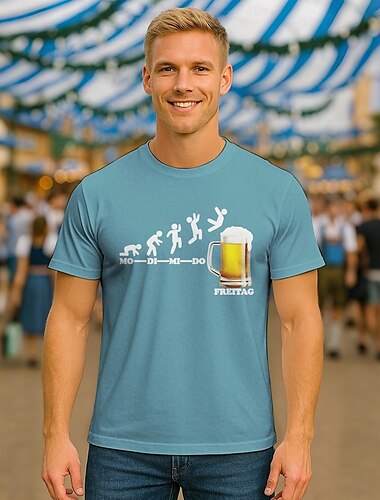  Oktoberfest Bávaro Cerveja Japonesa/Curta Estampas Abstratas Arte Gráfica Para Homens Adulto Cerveja Oktoberfest Hot Stamping Casual / Diário