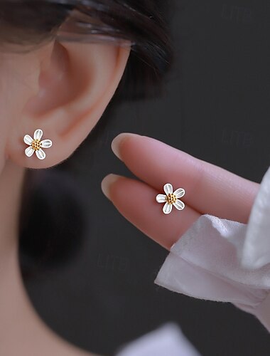  Pendientes de flores para mujer, elegantes y delicados pendientes con un pequeño diseño de lujo, regalo de joyería romántico para mamá, esposa, novia en el Día de la Madre, San Valentín, cumpleaños,