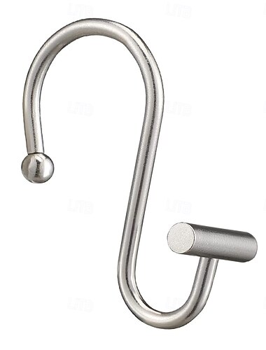  Douchegordijnhaken van nikkel, roestvrije douchegordijnringen voor de badkamer, decoratieve douchegordijnhaken van zilverkleurig metaal, hangers voor douchegordijnroede, set van 12 T-stangen