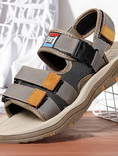  sandali sportivi da uomo multi-cinturino color cuoio con cinturini regolabili in velcro – sandali robusti per l'escursionismo, il campeggio o l'uso quotidiano casual
