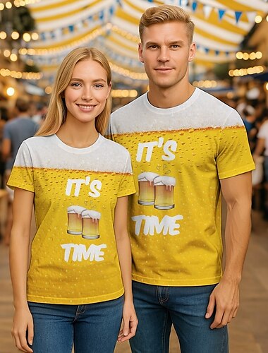  Oktoberfest Bavarese Birra T-shirt bavarese Monaco Grafico Per Coppia Per uomo Per donna Adulti Birra Oktoberfest Stampa 3D Casual Quotidiano