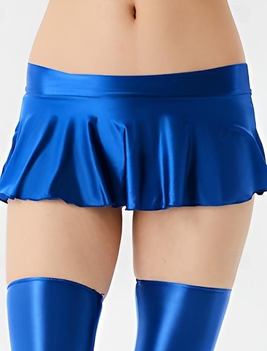  glänzender Minirock für Damen – metallischer Plissierter Skaterrock aus Spandex für Pride Parade, Neonparty, Rave, Drag-Shows und EDM-Festivals