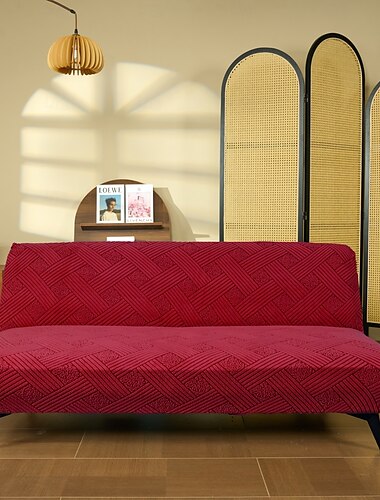  stretch futonhoes zonder armleuningen jacquard slaapbankhoezen wasbare futonmatras bedhoes vlekbestendige meubelbeschermer met elastische onderkant