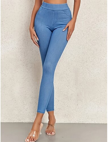 Γυναικεία Jeggings Διακοπές Βίντατζ Εθνοτικό στυλ Πλήρες μήκος Ψηλή Μέση High Cut Άνεση Αναπνέει Γρήγορο Στέγνωμα Ελαστικό ΕΞΩΤΕΡΙΚΟΥ ΧΩΡΟΥ Γιόγκα Δρόμος Μαύρο Θαλασσί Σκούρο μπλε Καλοκαίρι