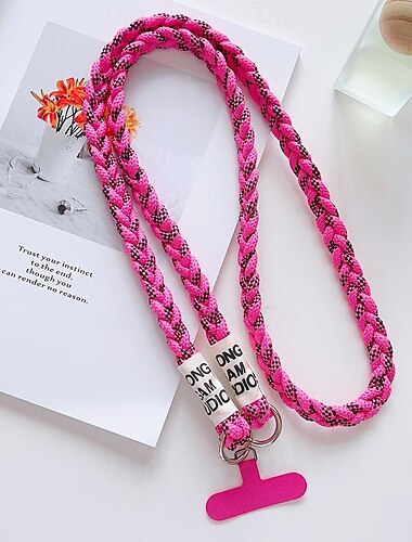  Mehrfarbiges geflochtenes Telefon-Lanyard-Band mit abnehmbarem Clip für die Telefonhülle – verstellbares Umhängeband für Damen und Herren