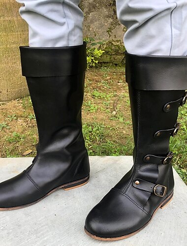  Középkori Reneszánsz Cipők Térdig érő csizmák Lapos jazz csizma Ren Faire Kalóz Viking Keresztes lovag Férfi Kelta Kalóz Mindszentek napja Álarcos mulatság Teljesítmény Buli és este LARP Felnőttek