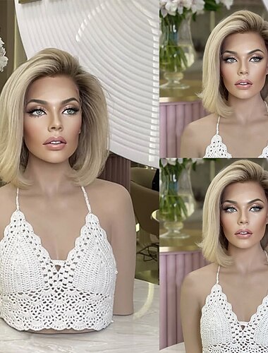  Perucas de cabelo humano remy brasileiro 5x5 fechamento perucas 13x4 peruca frontal de renda curta bob perucas de cabelo humano liso ombre loiro acinzentado perucas coloridas sem cola pré-arrancadas