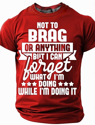  男性用 面白いスラング Tシャツ 半袖 Tシャツ 3Dプリント クルーネック シャツ ファッション 日常 ベーシック ストリート カジュアル 日常 ブラック ルビーレッド ブルー 夏 春 衣類 S M L XL XXL XXXL