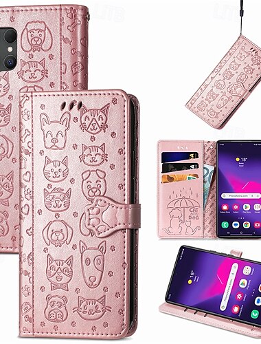  Handy Hülle Handyhüllen Für Samsung Galaxy S24 S23 S22 S21 Ultra Plus S24 FE A55 A35 A25 A15 5G S25 Ultra Brieftaschenhülle Flip-Cover Mit Handgelenkschlaufe Stoßfest Katze Hund TPU PU-Leder
