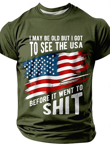  Amerikanischer Unabhängigkeitstag Herren Amerikanische US-Flagge T Shirt Kurzarm T-Shirt 3D-Druck Rundhalsausschnitt Hemd Mode Täglich Basic Straße Lässig Täglich Schwarz Rote Blau Sommer Frühling