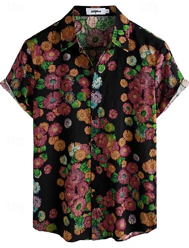  Retro Antiguo Boho Años 70 Camisas Camisas Hawaianas Hippie Floral Hombre Víspera de Todos los Santos Carnaval Festival de Música vacaciones en la playa Fiesta temática retro Adulto Camisas