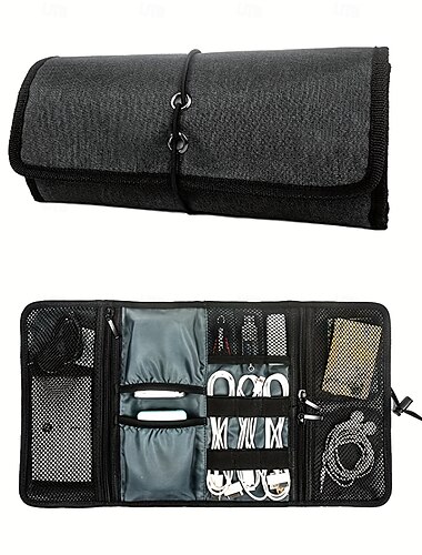  Paquete organizador de dispositivos electrónicos con bolsa para cable, bolsa organizadora de cables de viaje para cargador, banco de energía, auriculares y accesorios, estuche multifuncional para