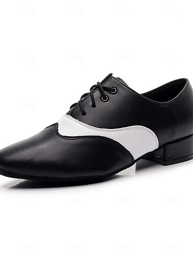  Herren Elegante Schuhe Klassisch Leder Atmungsaktiv Bequem Rutschfest Schnürung Schwarz und weiss Schwarz Weiß Herbst Winter