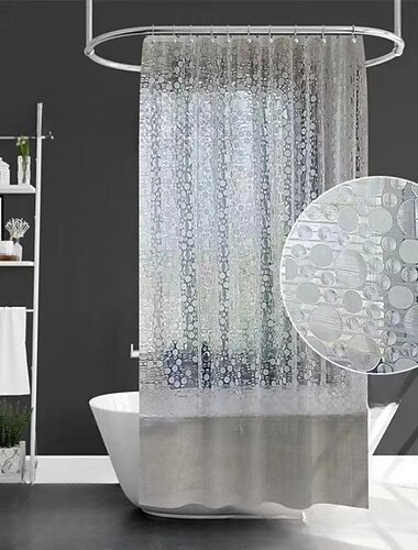  PEVA 8G Duschvorhang-Beschichtung 72x72 Zoll 3D klarer blauer Blasenschwerlast-Wasserschutz Duschvorhang-Beschichtung dicker Kunststoff-Duschvorhang für das Badezimmer 12 Haken