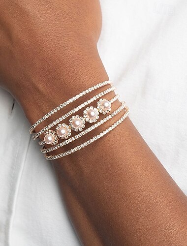  Bracelet Femmes Fantaisie Précieux Élégant Bracelet Bijoux Argent Doré Géométrique pour Soirée