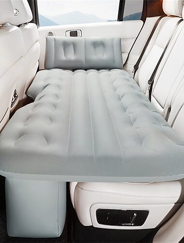  Colchón de aire autoinflable para asiento trasero de coche, cama de PVC con superficie flocada, cojín de sofá de aire para coche, bomba de carga incorporada para un inflado y desinflado rápidos.
