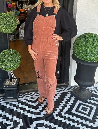  Dames Normaal Jumpsuit Streetwear Effen Kleur Mouwloos U-hals Zak Dagelijks Uitgaan Normale pasvorm Zwart Wijn Rood Zomer