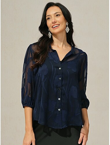  Damen Bluse mit Knopfleiste und Camisole, geblümt, elegant, Vintage, stylisch, halbe Ärmel, V-Ausschnitt, normale Passform, Oberteile für Arbeit, Urlaub, Ausgehen, Knöpfe, Ösen, Marineblau, Sommer,