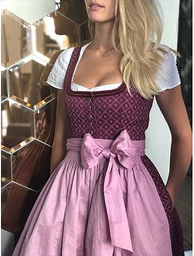  Carnaval Oktoberfest bier Kostuum Jurken Dirndl Trachtenkleider hulp in de huishouding Bavarian Duits Weiden Dames Doek in traditionele stijl Kleding