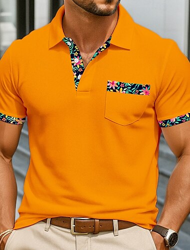 Herren Poloshirts Golfshirt Lässig Sport Klassisch Kurzarm Mode Cool Farbblock Knöpfe Sommer Frühling & Herbst Normale Passform Orange Grün Leicht Blau Poloshirts