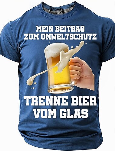  Men's Beer German T Shirt Short Sleeve T shirt 3D Print Crew Neck Shirt Fashion Daily Basic Street Casual Daily Black Red Blue Summer Spring All Seasons Clothing Apparel S M L XL XXL XXXL