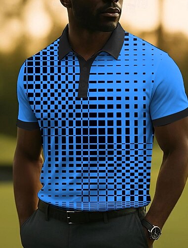  Herren Geometrisch Polo Kurzarm Polo-Shirts Hemden mit Kragen Lässig Schule Outdoor Alltagskleidung 3D-Druck Sommer Weiß Gelb Blau