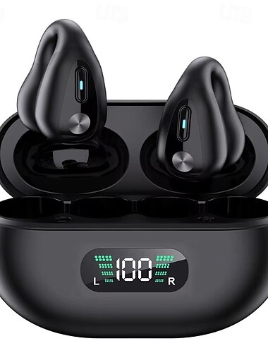  Écouteurs sans fil à conduction osseuse Bluetooth 5.3 – Voix HD réduction du bruit affichage LED connexion double contrôle tactile idéal pour la course et le sport