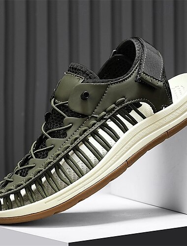  Herren-Sneakers in Beige und Hellbraun, Sportschuhe mit gestricktem Obermaterial und flexibler Sohle für Outdoor-Aktivitäten und den täglichen Gebrauch