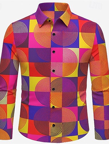  Retrò Vintage Anni '70 Camicia Disco Geometrico Per uomo Halloween Carnevale Parata dell'Orgoglio Mese dell'orgoglio Festival Adulti Camicia