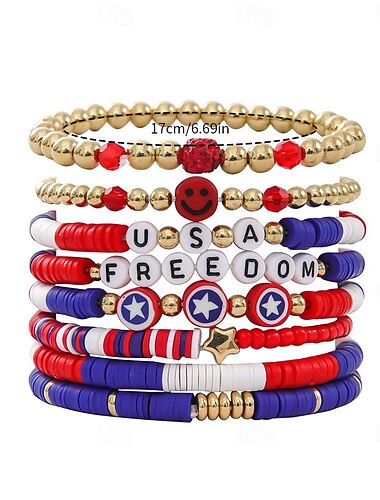  Amerikaanse Vlag Carnaval armband Casual Volwassenen Voor heren Dames Maskerade Onafhankelijkheidsdag 4 juli Casual Festival Gemakkelijk carnavalskostuum Aankleden