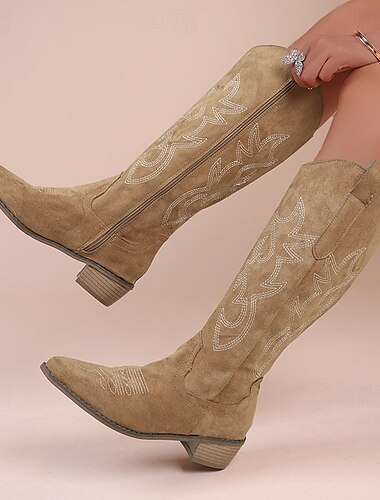 Retro Antiguo Años 70 Salvaje Oeste Zapatos bota vaquera Hippie Chica vaquera Vaquero Bordado Mujer Víspera de Todos los Santos Carnaval Casual Festival de Música Adulto Zapatos