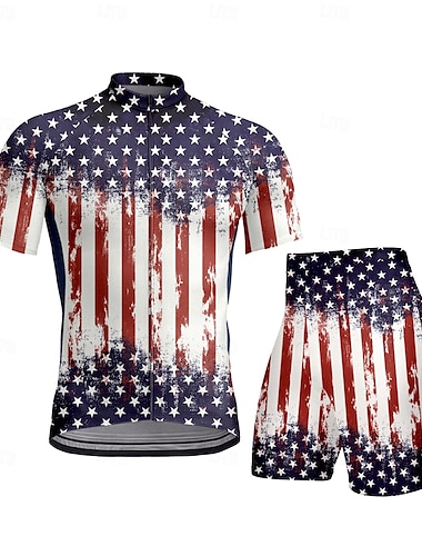  Homens Camisa de ciclismo com shorts Manga Curta Azul Marinho Moto Esportes Gráfico Geométrica Tiras verticais Roupa
