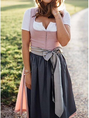  Carnaval Oktoberfest bier Kostuum Jurken Dirndl Trachtenkleider hulp in de huishouding Bavarian Duits Weiden Dames Doek in traditionele stijl Kleding