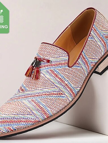  Homme Mocassins & Slip-Ons Marche Affaires Occasionnel Cuir PU Tissu en nylon Respirant Confortable Antidérapant Mocassin Vin Été Printemps