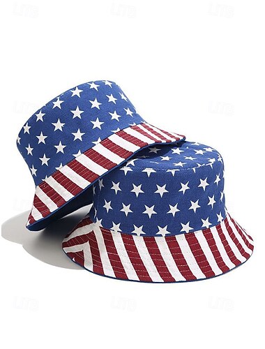  Fischerhut für Damen mit amerikanischem Flaggen-Aufdruck – wendbarer patriotischer Sommerhut mit Sternen- und Streifen-Design, perfekt für den Unabhängigkeitstag, den 4. Juli, Feiertage und Veranstaltungen im Freien