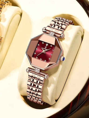  Reloj de pulsera de cuarzo para mujer, estilo retro vintage, de lujo, con diamantes de imitación, resistente al agua, de acero inoxidable.